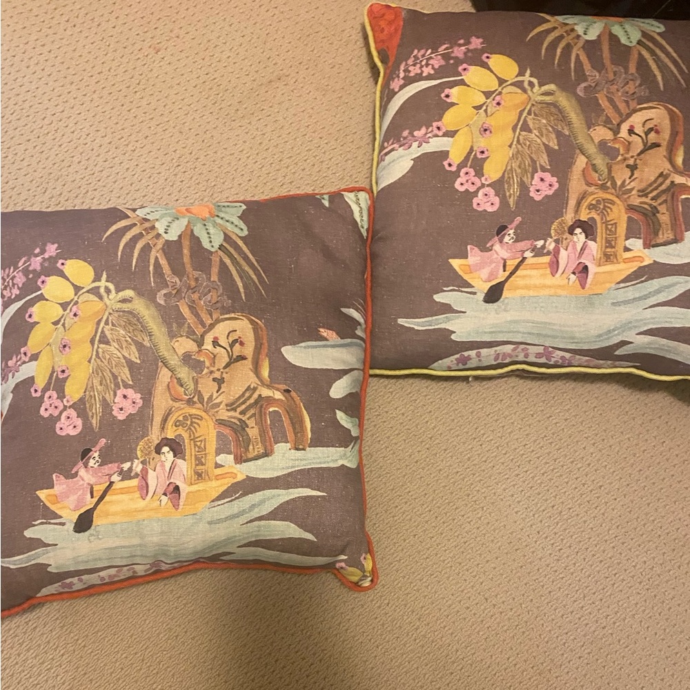 Schumacher pillows w orange trim